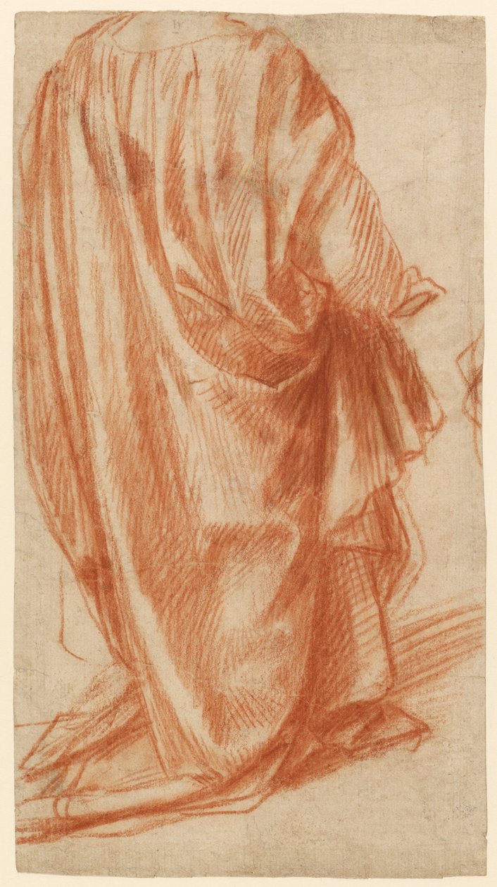 Studie von Drapierungen (recto); Studie eines nackten Mannes (verso) door Andrea del Sarto
