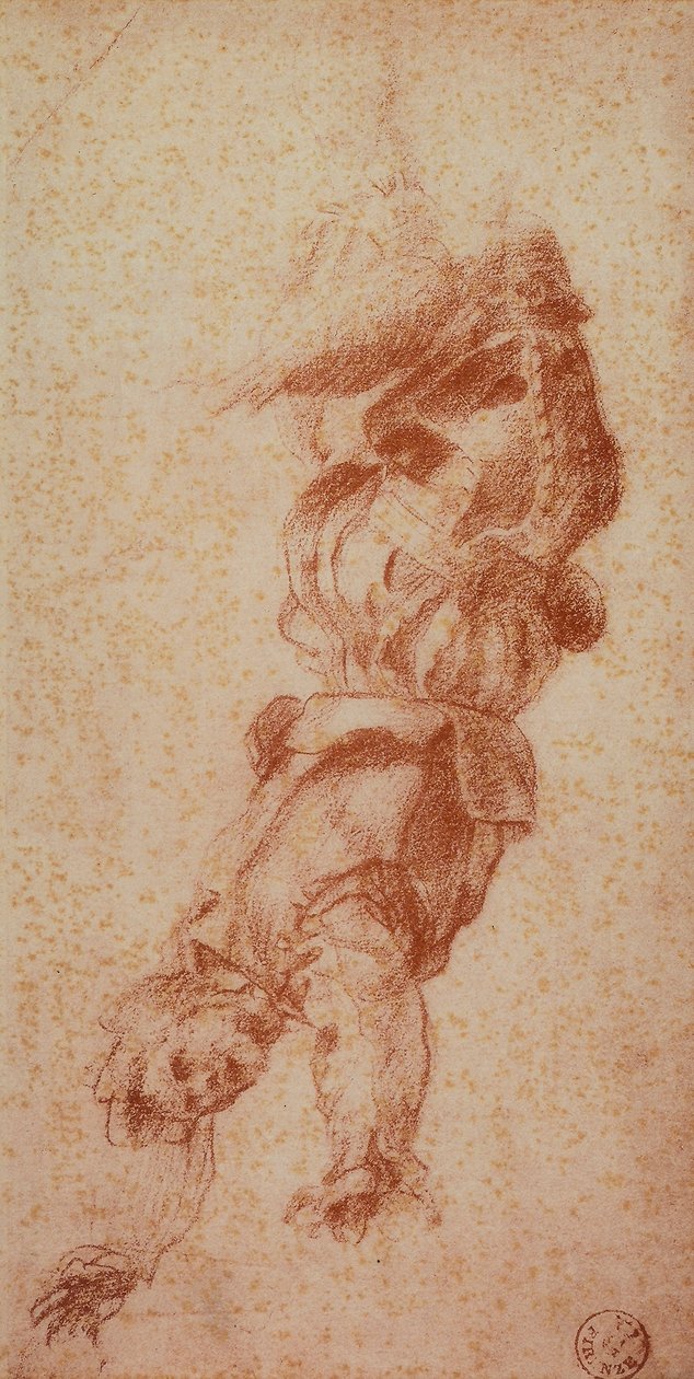 Mannelijke figuur; tekening door Andrea del Sarto. Gabinetto dei Disegni e delle Stampe, Uffizi Gallery, Florence door Andrea del Sarto