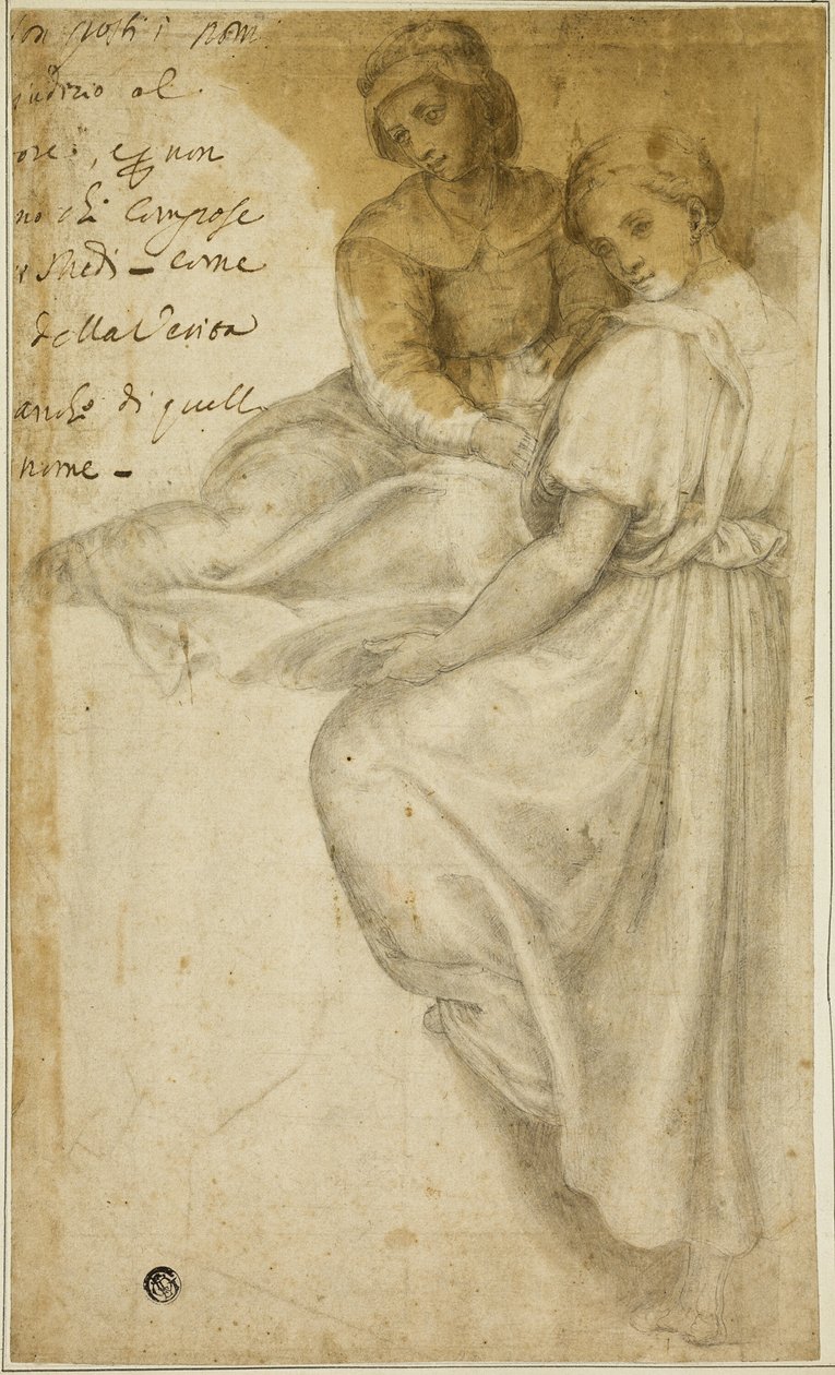 Sint-Anne en staande vrouw met schaal door Andrea del Sarto