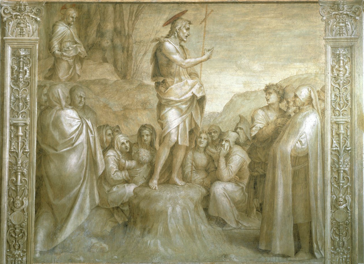 Verhalen van Sint Jan door Andrea del Sarto, fresco, detail, Klooster van Scalzo, Florence door Andrea del Sarto