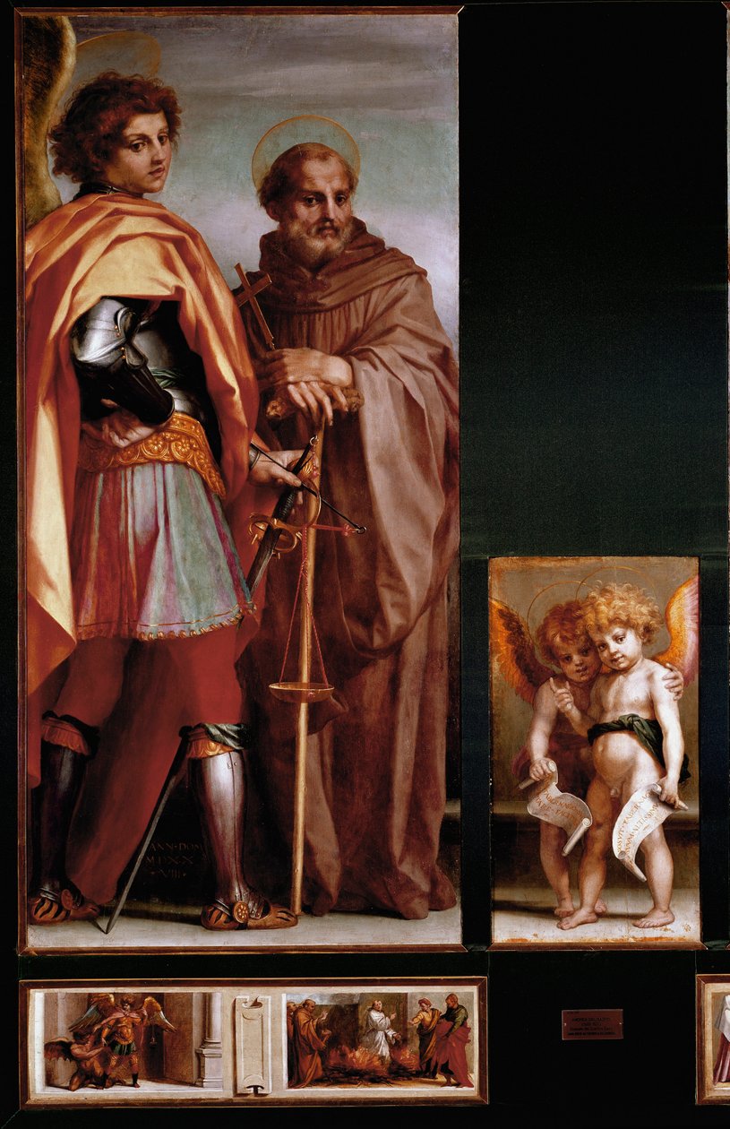 Vallombrosa Altaarstuk: st Michael en Giovanni Gualberto, zijpanelen door Andrea del Sarto