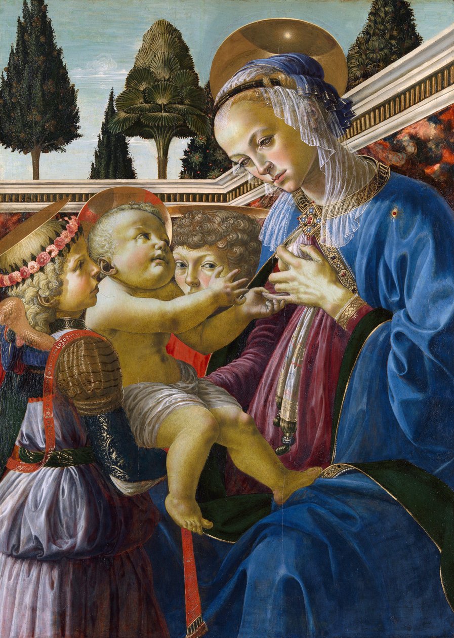 Maagd en kind met twee engelen (1467-1469) door Andrea del Verrocchio