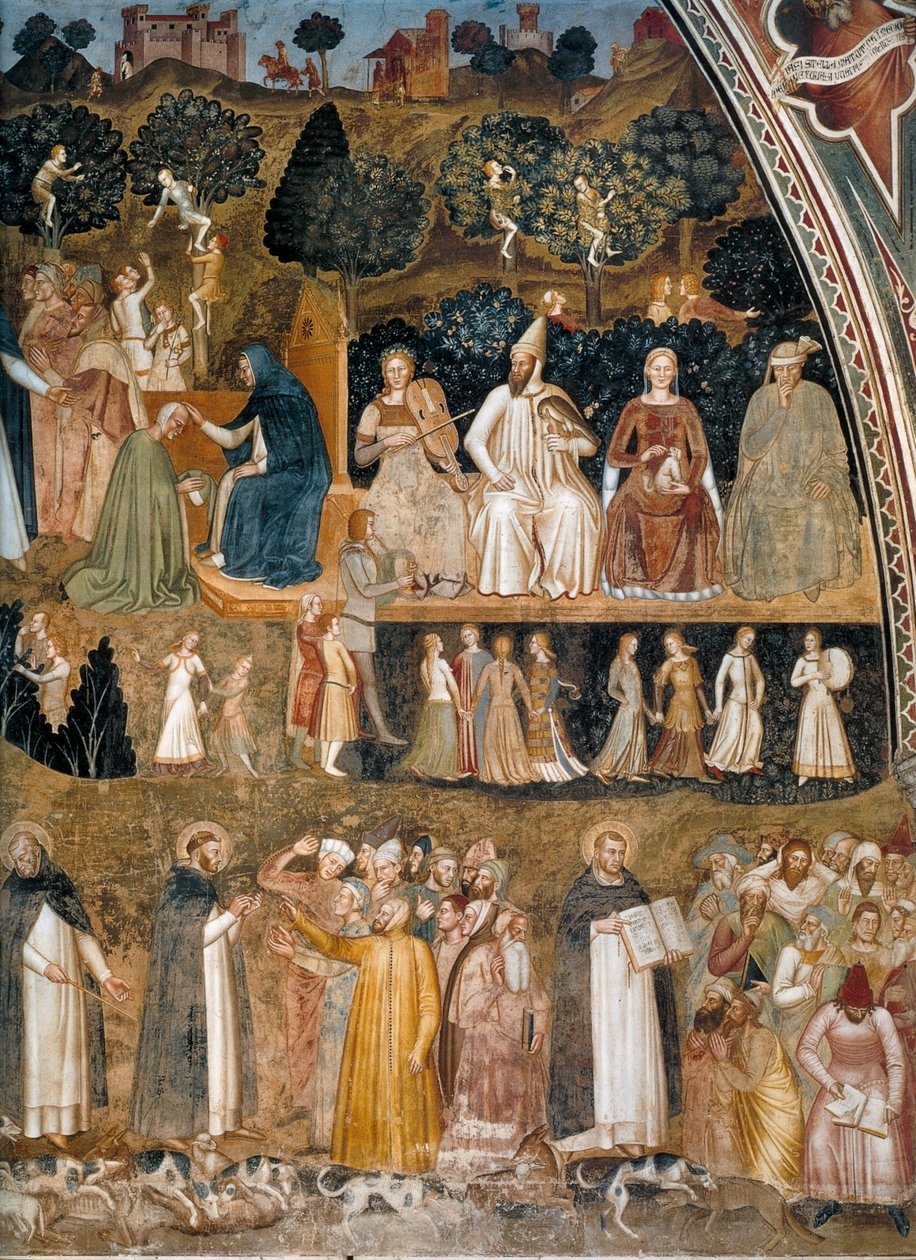 Triomf van de Kerk, Kerk Militant en Triomfantelijk Alternatieve titel(s):  Allegorie van de Actieve en Triomferende Kerk en de Dominicaanse orde door Andrea di Bonaiuto