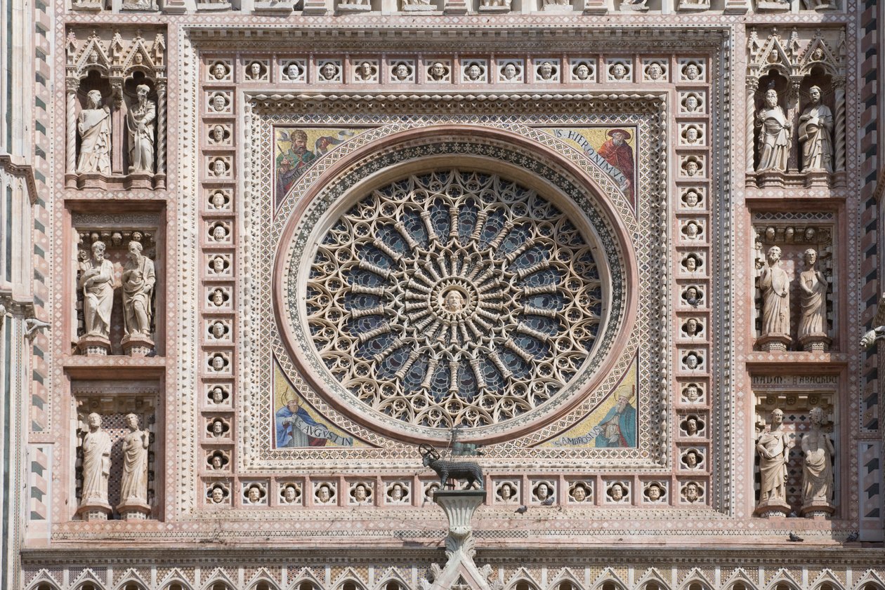 Roosvenster, Santa Maria Assunta Kathedraal, Orvieto, Umbrië, Italië door Andrea di Cione Orcagna
