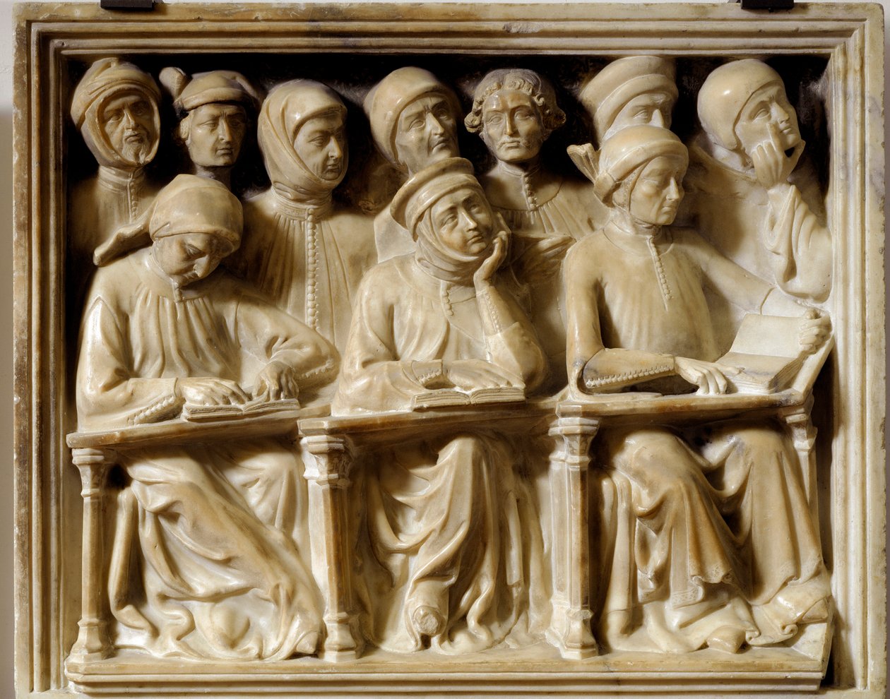 Grafboog van Bartolomeo da Saliceto: studenten die een cursus bijwonen (sculptuur) door Andrea di Piero Ferrucci