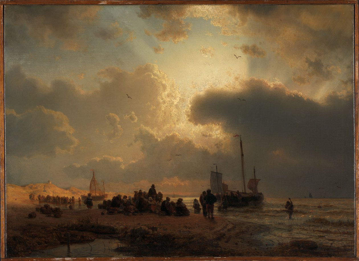 Strand bij Scheveningen door Andreas Achenbach