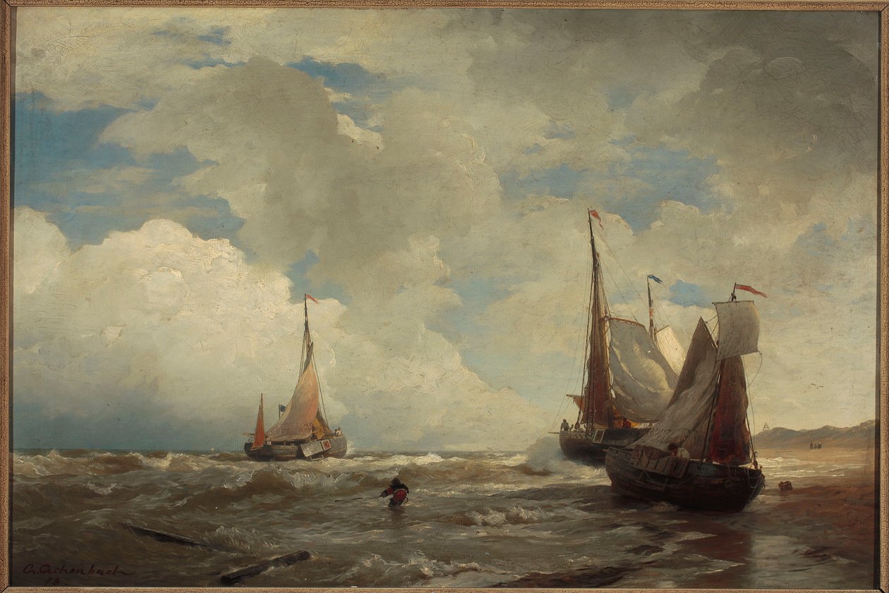 Aan de kust van de Noordzee door Andreas Achenbach