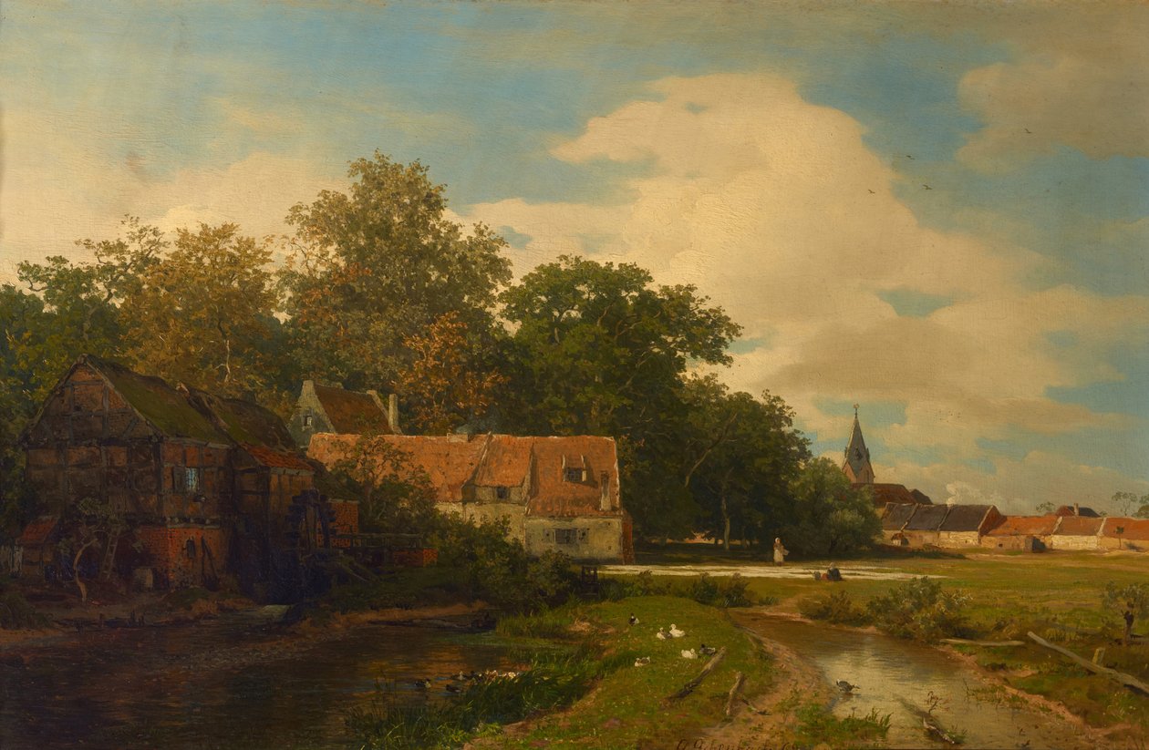 Westfaalse molen door Andreas Achenbach