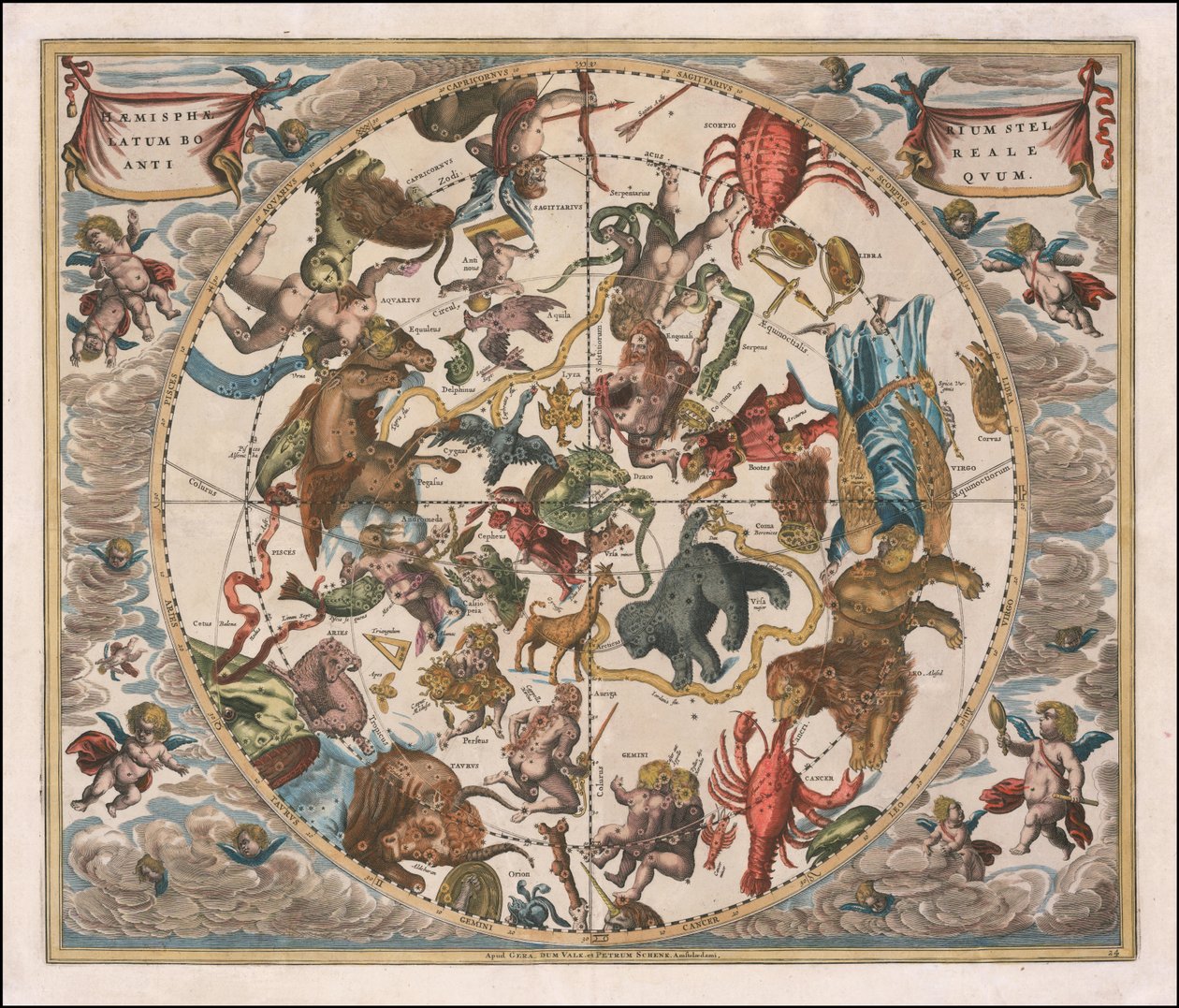 1660 hemelkaart - Haemisphaerium Stellatum Boreale Antiquum door Andreas Cellarius