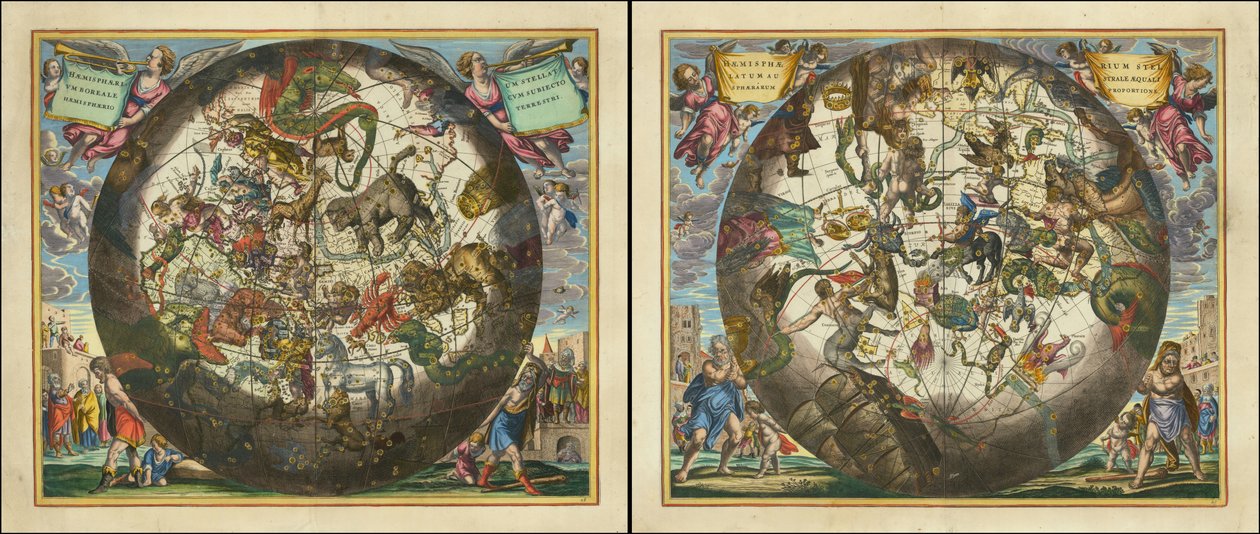 Haemisphaerium Stellatum Borealeum Aequali Sphaerarum Proportione - Haemisphaerium Stellatum Australeum Aequali Sphaerarum Proportione door Andreas Cellarius