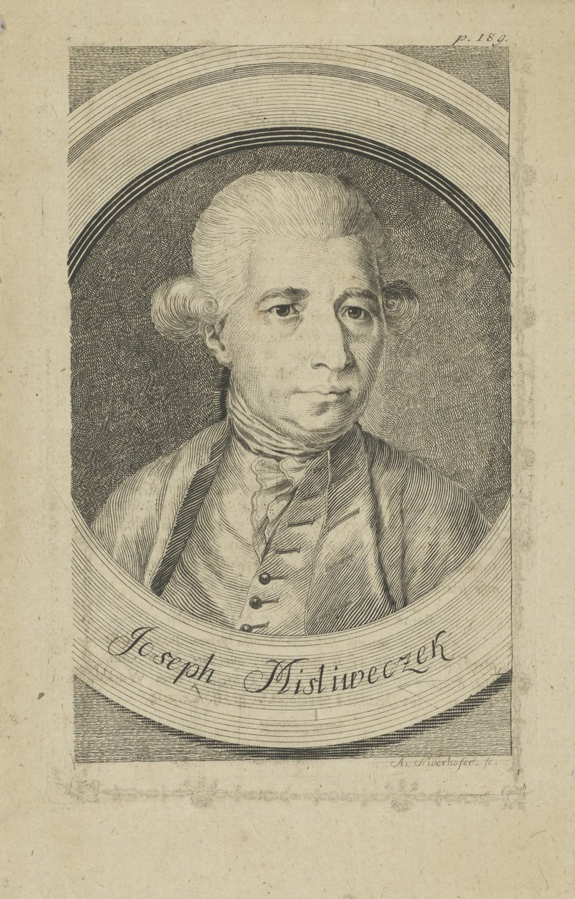 Portret van de componist Josef Myslivecek 1737-1781, ca. 1780 door Andreas Niederhofer