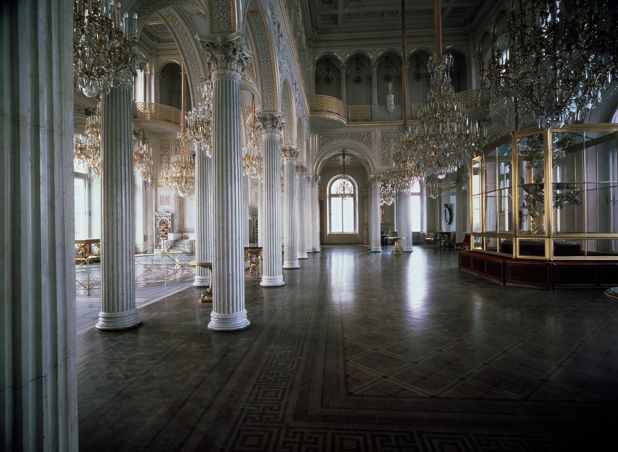 Uitzicht op de zaal van het paviljoen van de Kleine Hermitage door Andrei Ivanovich Stackenschneider
