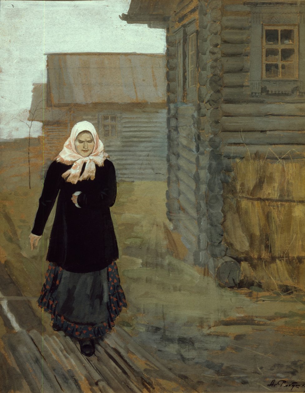 In een dorp. Naar de kerk, 1903 door Andrei Petrovich Ryabushkin