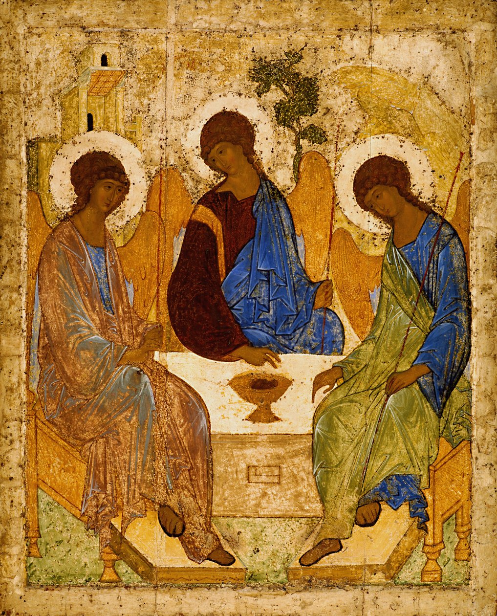Russisch: "Drie-eenheid" Heilige Drie-eenheid (Troitsa) door Andrei Rublev