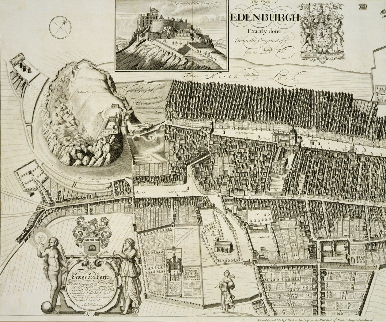 Plan van Edinburgh, uitgegeven door John Smith (ca. 1652-1742) ca. 1710 door Andrew Johnston