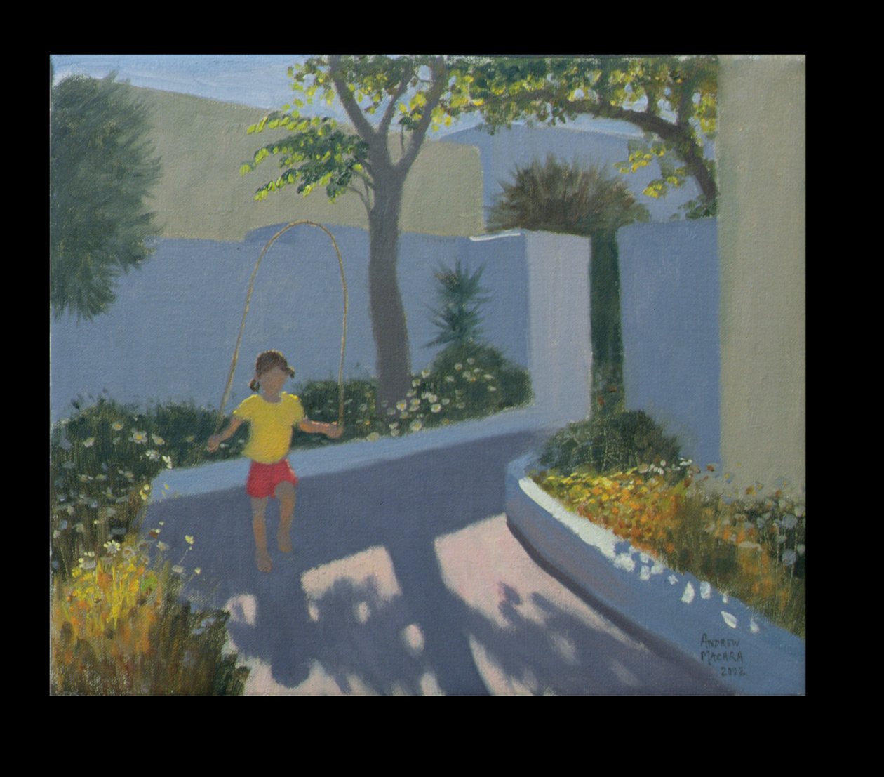 Meisje aan het touwtjespringen, Santorini, 2002 door Andrew Macara
