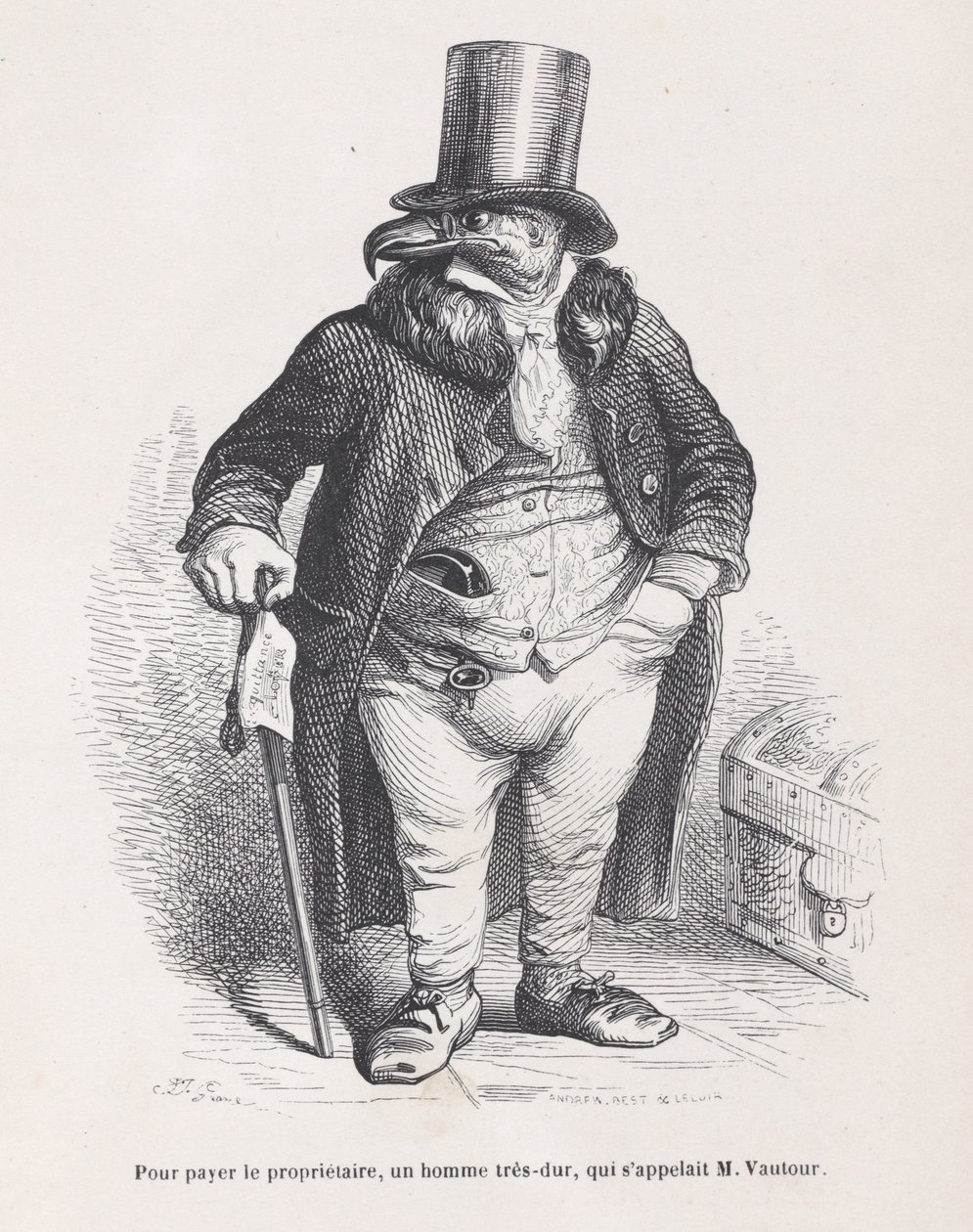 Om de huisbaas te betalen, een zeer harde man, wiens naam M. Vautour was uit Scènes uit t... door Andrew Best Leloir