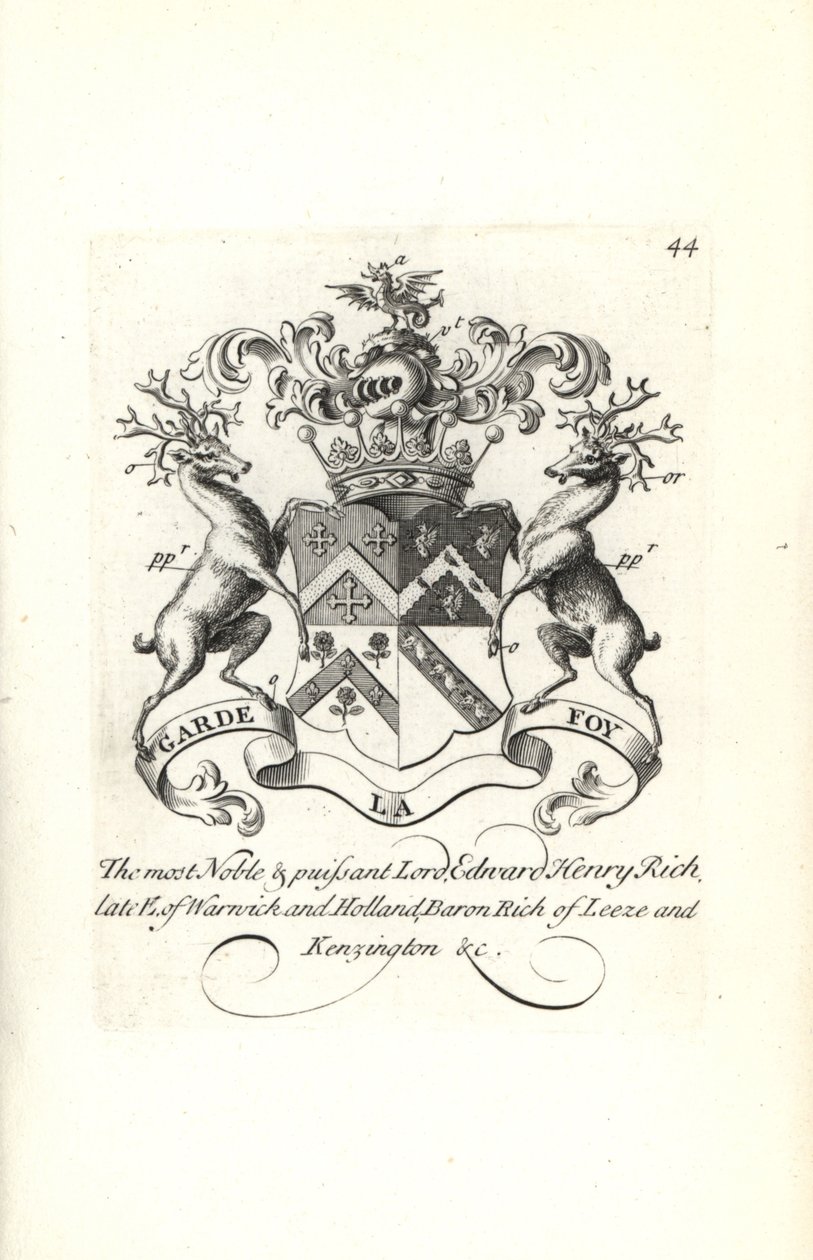 Wapen en wapenrusting van Lord Edward Henry Rich, 7e graaf van Warwick en Holland, Baron Rich van Leeze en Kensington door Andrew Johnston