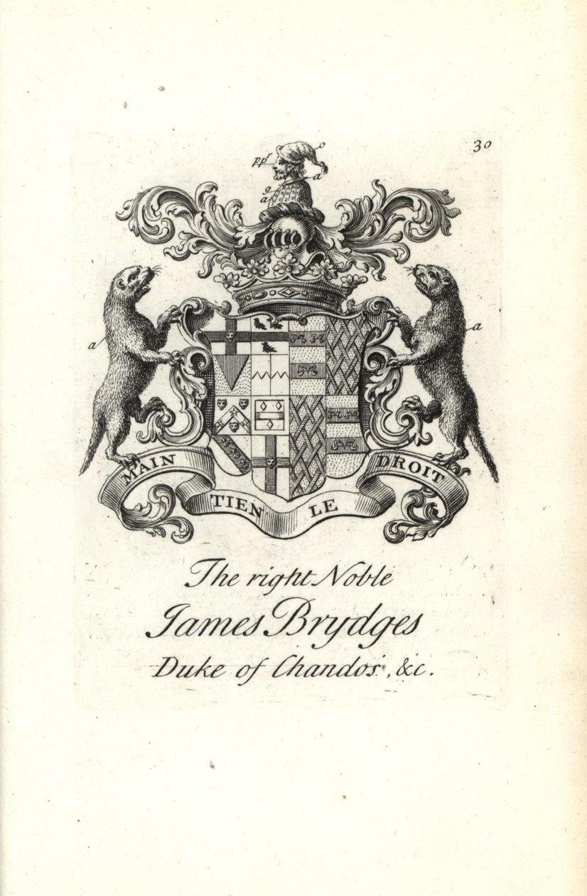 Wapen en wapenrusting van de zeer nobele James Brydges, hertog van Chandos door Andrew Johnston