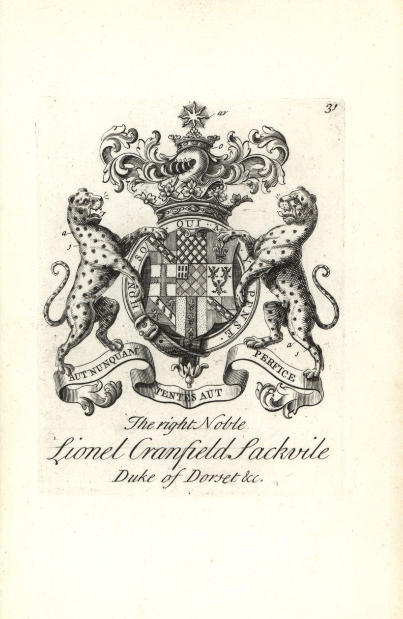 Wapen en wapenrusting van de zeer edele Lionel Cranfield Sackville, Hertog van Dorset door Andrew Johnston