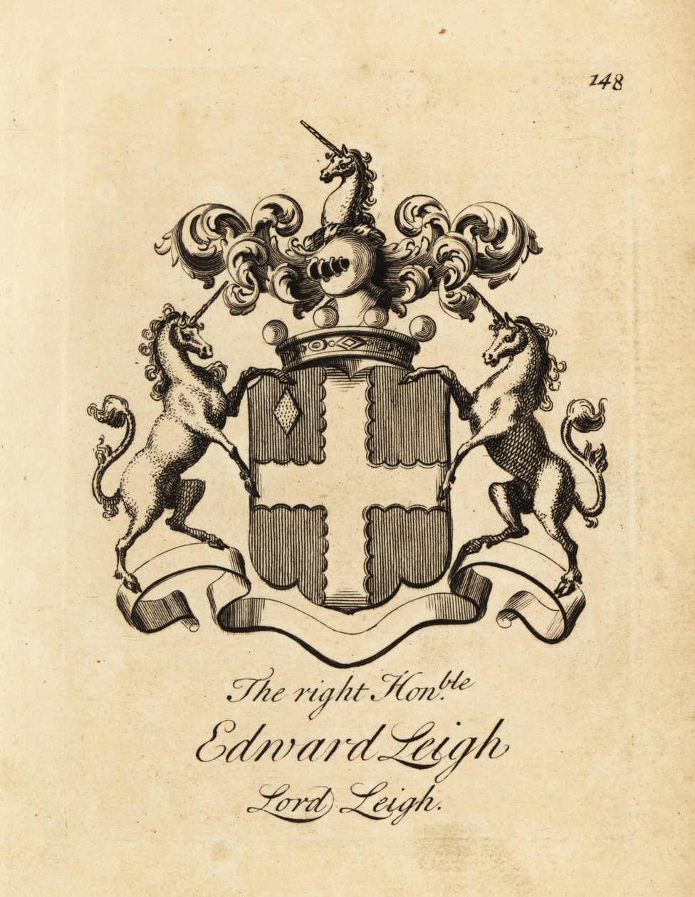 Wapen van de Zeer Eerwaarde Edward Leigh, Lord Leigh, 3e Baron Leigh door Andrew Johnston