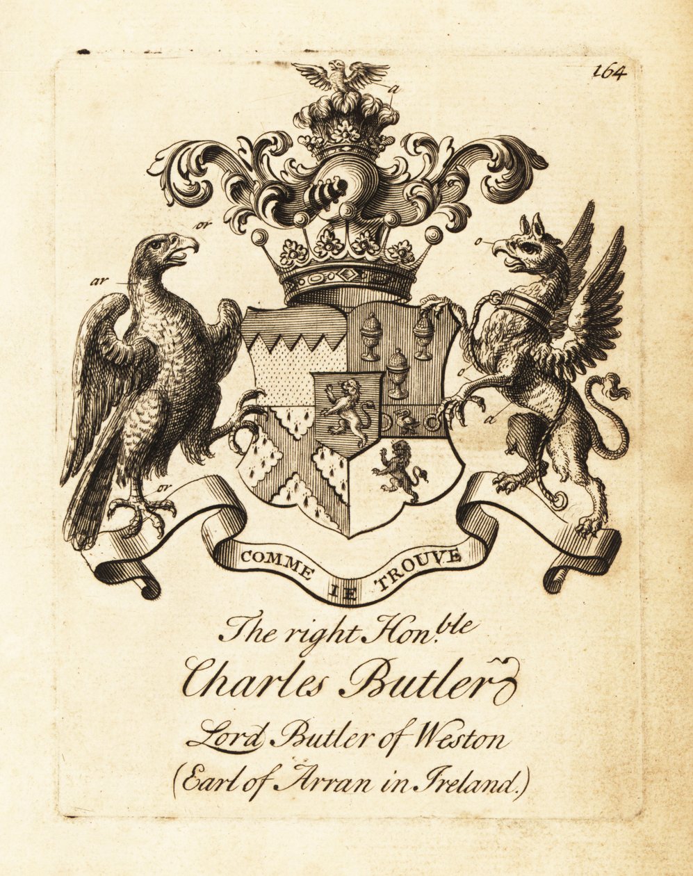 Wapen van de Hooggeachte Luitenant-Generaal Charles Butler door Andrew Johnston