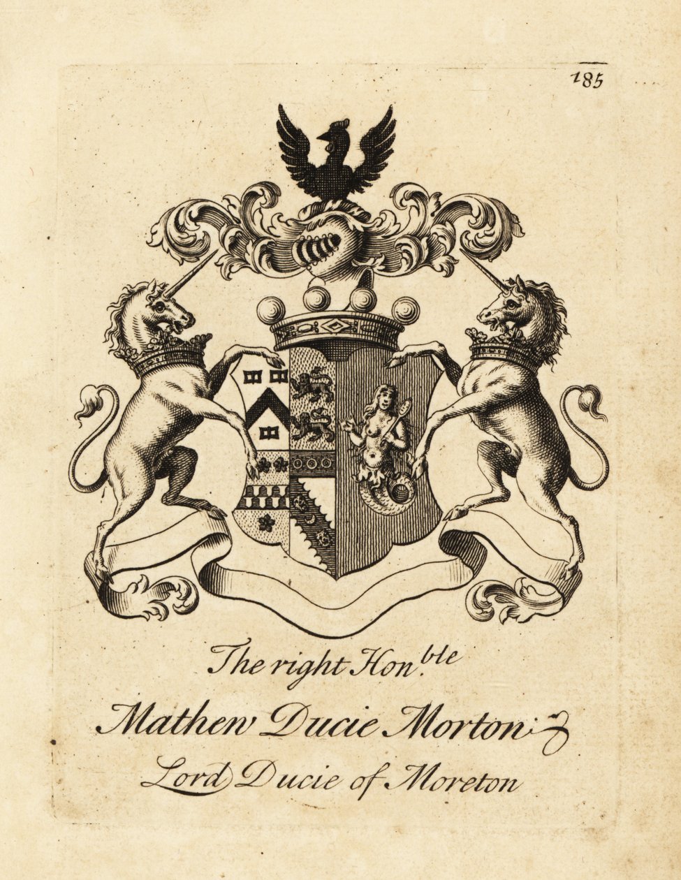 Wapen van de Hooggeachte Mathew Ducie Morton, Lord Ducie van Moreton door Andrew Johnston
