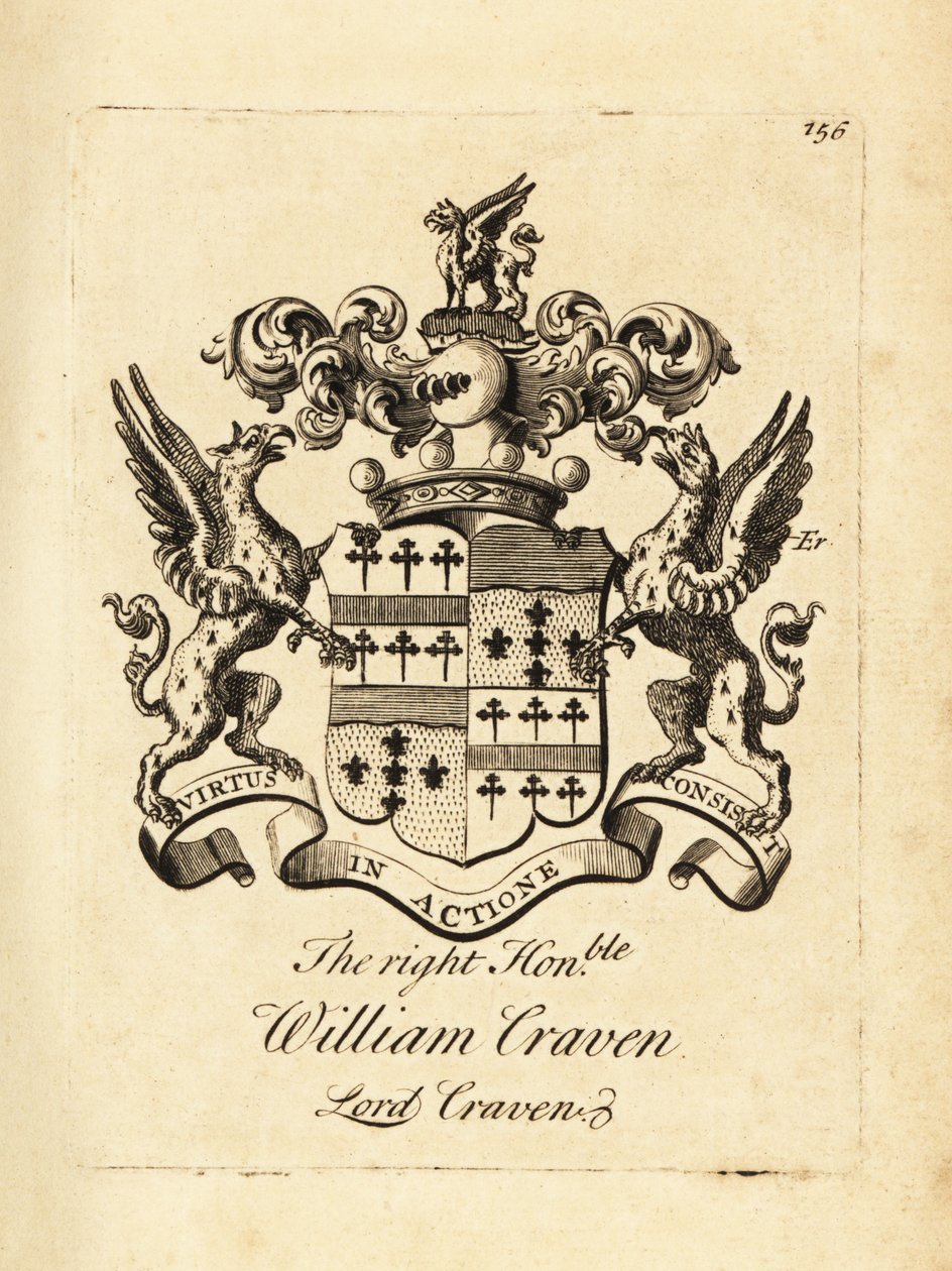 Wapen van de Hooggeachte William Craven, Lord Craven, 3e Baron Craven (1700-1739) door Andrew Johnston