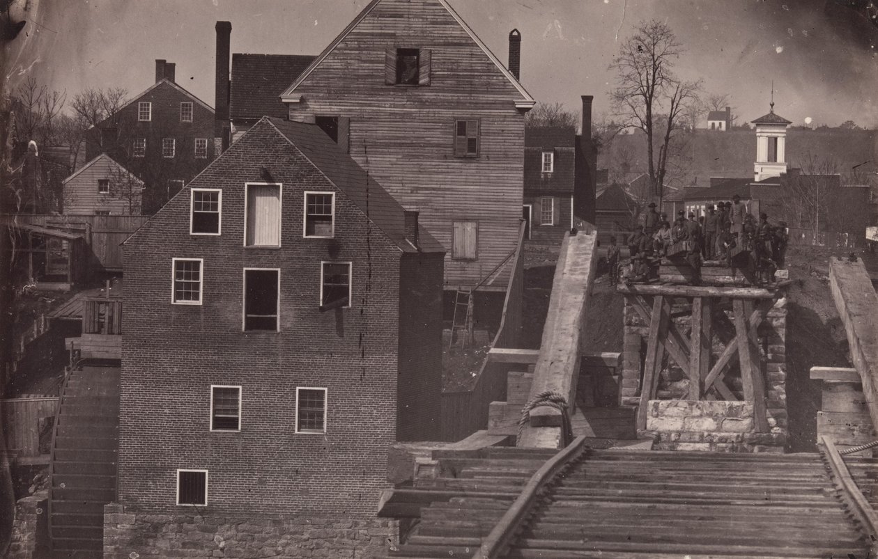 Einde van de brug na de aanval van Burnside, Fredericksburg, Virginia door Andrew Joseph Russell