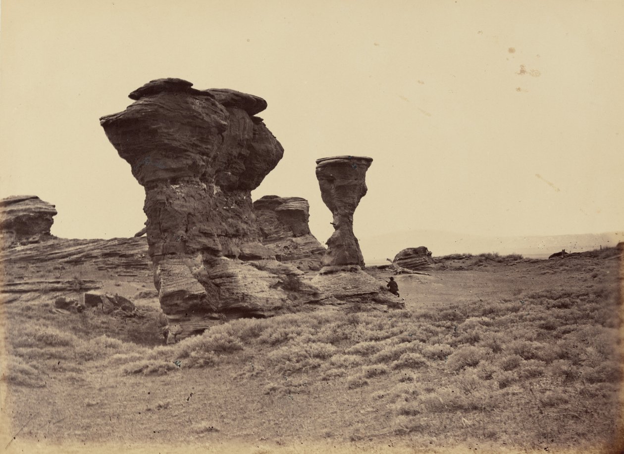 Plaat 12. Dial Rock, Red Buttes,1869 (foto) door Andrew Joseph Russell