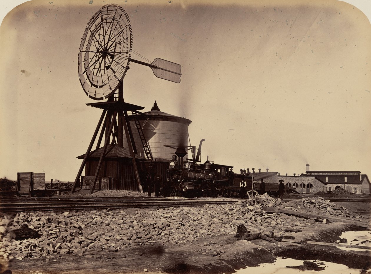 Plaat 16. De windmolen in Laramie,1869 (foto) door Andrew Joseph Russell