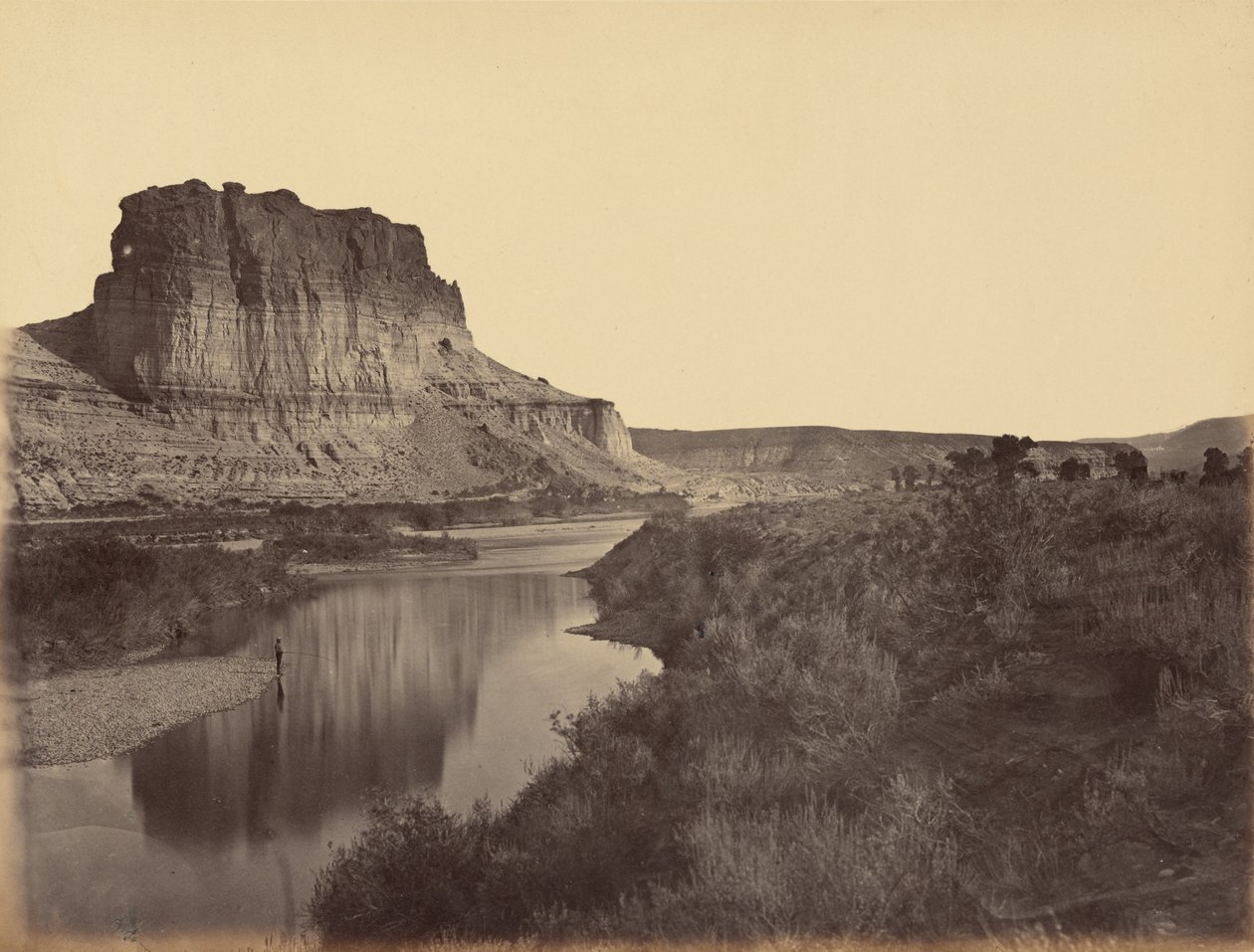 Plaat 24. Castle Rock, Green River Valley,1869 (foto) door Andrew Joseph Russell