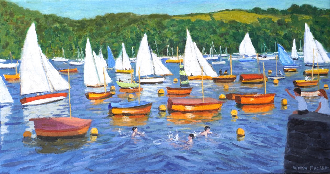 Fowey Regatta, 2025 (olieverf op doek) door Andrew Macara