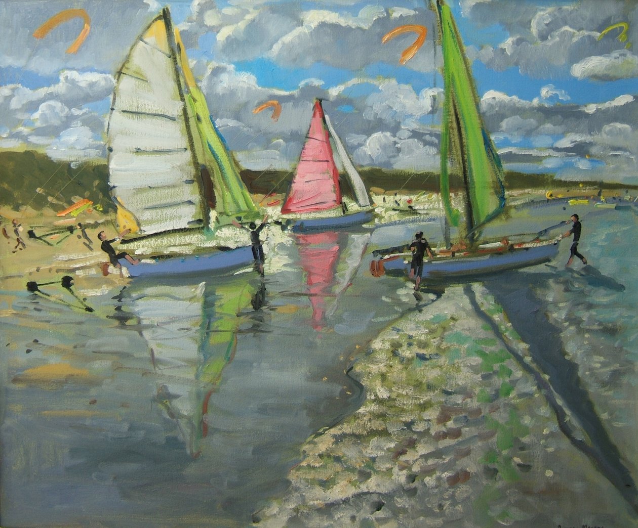 Drie zeilboten, Bray Dunes, Frankrijk door Andrew Macara