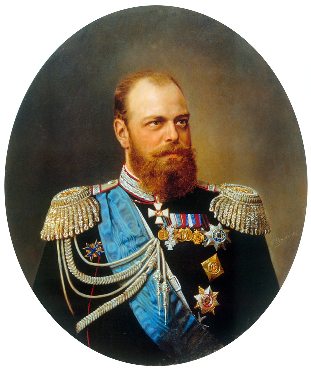 Portret van keizer Alexander III, 19e eeuw door Andrey Nikolayevich Shilder