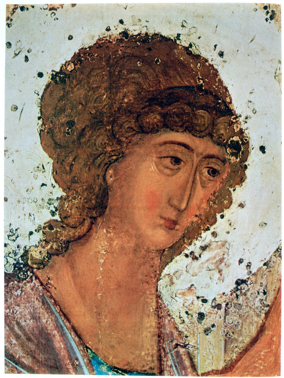 De Drie-eenheid van Roublev (detail), ca. 1411 door Andrey Rublyov