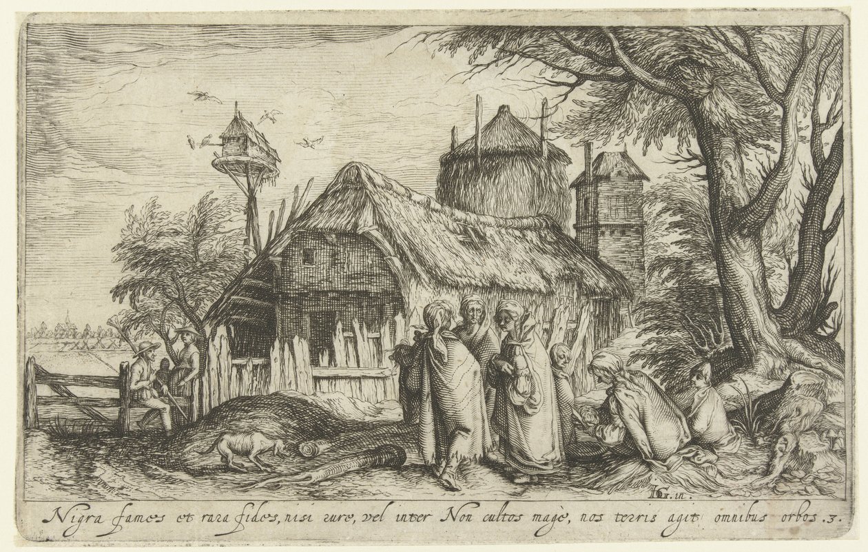 Landschap met Roma door Andries Jacobsz. Stock