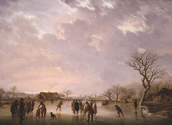 Winterscène met schaatsers door Andries Vermeulen