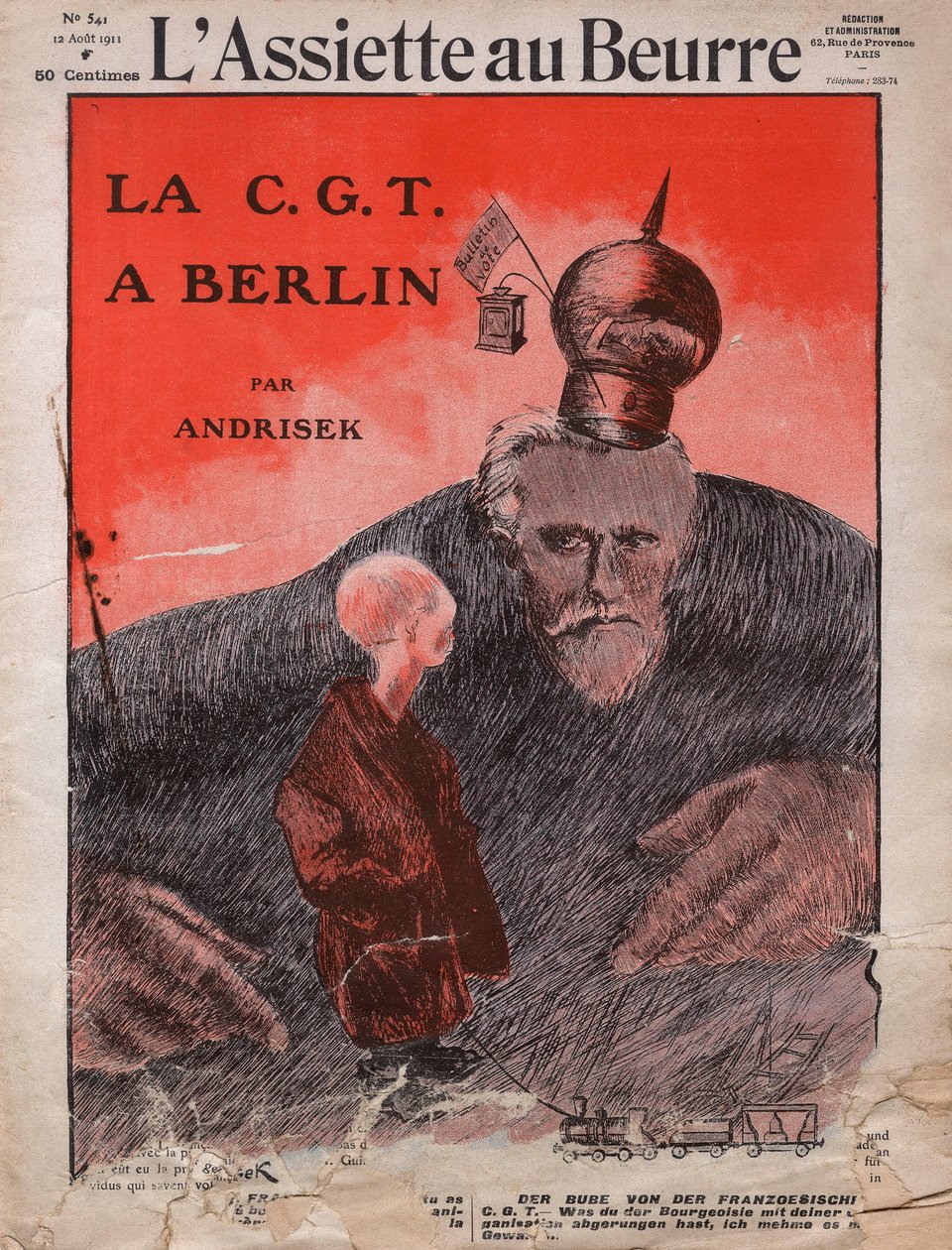 CGT, de Franse vakbond, omslag van het Franse satirische tijdschrift 