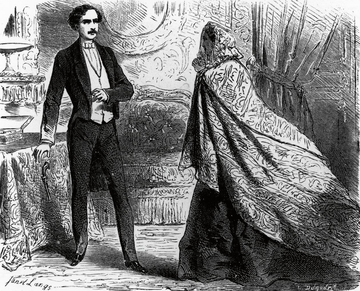 Illustratie voor Graaf van Monte Cristo, roman door Alexandre Dumas (1802-1870) en Auguste Maquet (1813-1888), gravure naar tekening door Ange Louis Janet (1815-1872) door Ange Louis (1815 72) Janet