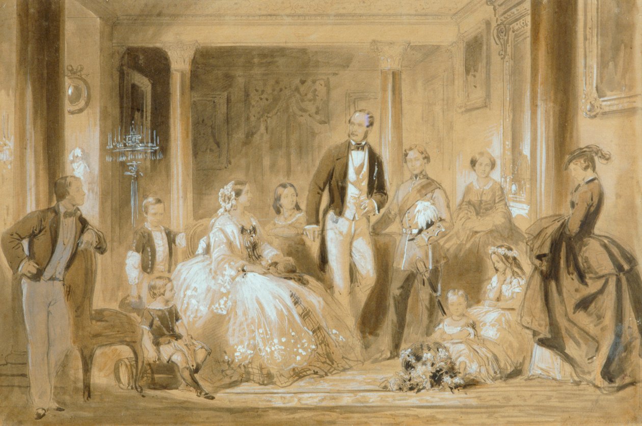 Koninklijke Familie in de Eetkamer van Osborne House door Ange Louis (1815 72) Janet
