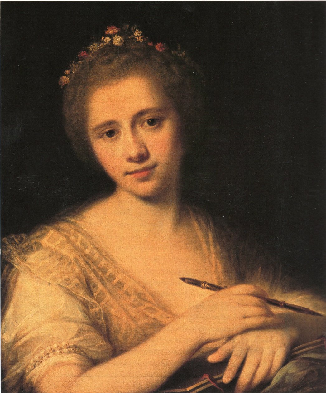 Angelica Kauffman zelfportret met bloemenkrans door Angelica Kauffmann