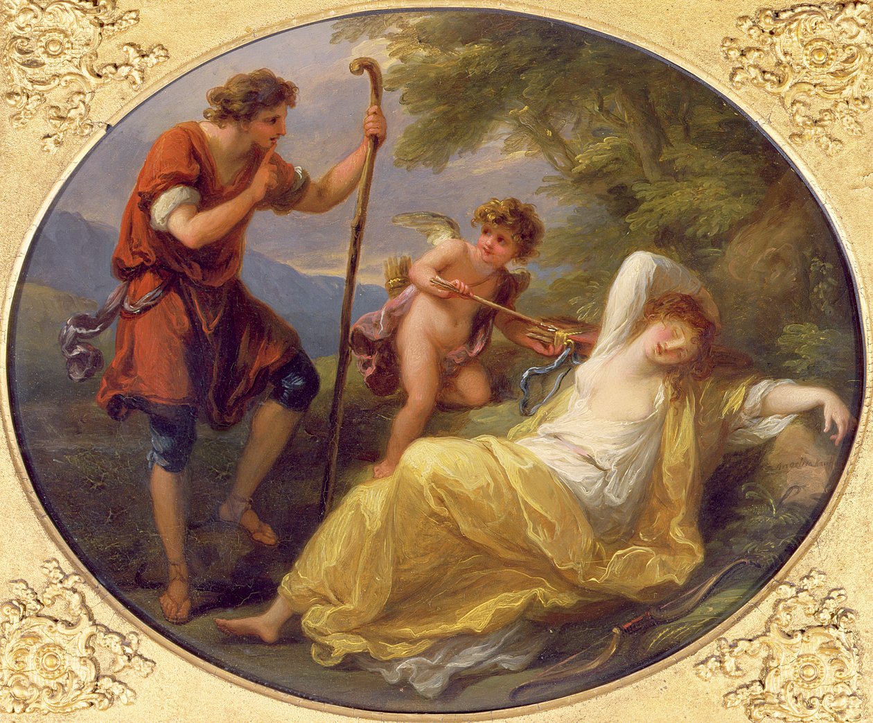 Een Slapende Nimf bekeken door een herder, 1780 door Angelica Kauffmann