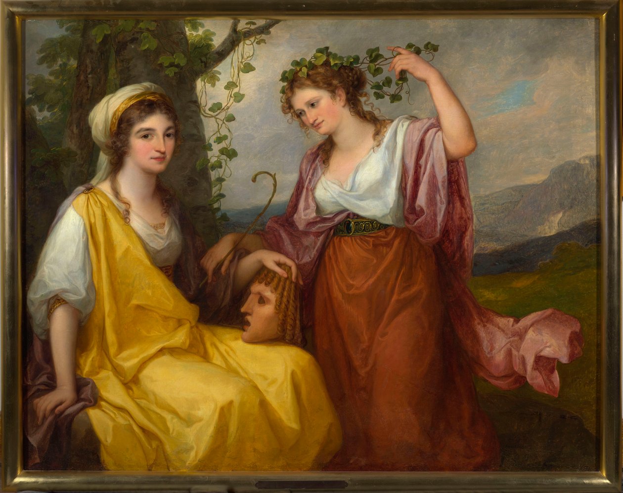 Domenica Morghen en Maddalena Volpato als de Muzen van de Tragedie en de Komedie door Angelica Kauffmann
