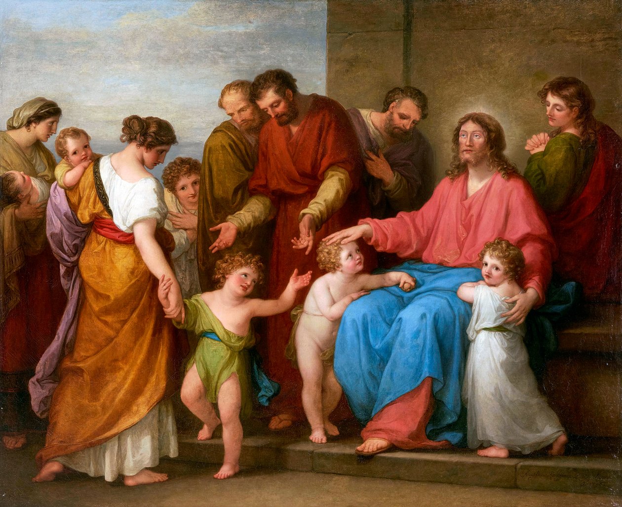 Christus Zegent de Kinderen (Laat de kleine kinderen tot mij komen) door Angelica Kauffmann