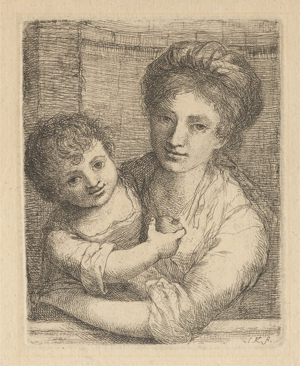 Moeder met een kind dat een appel vasthoudt door Angelica Kauffmann