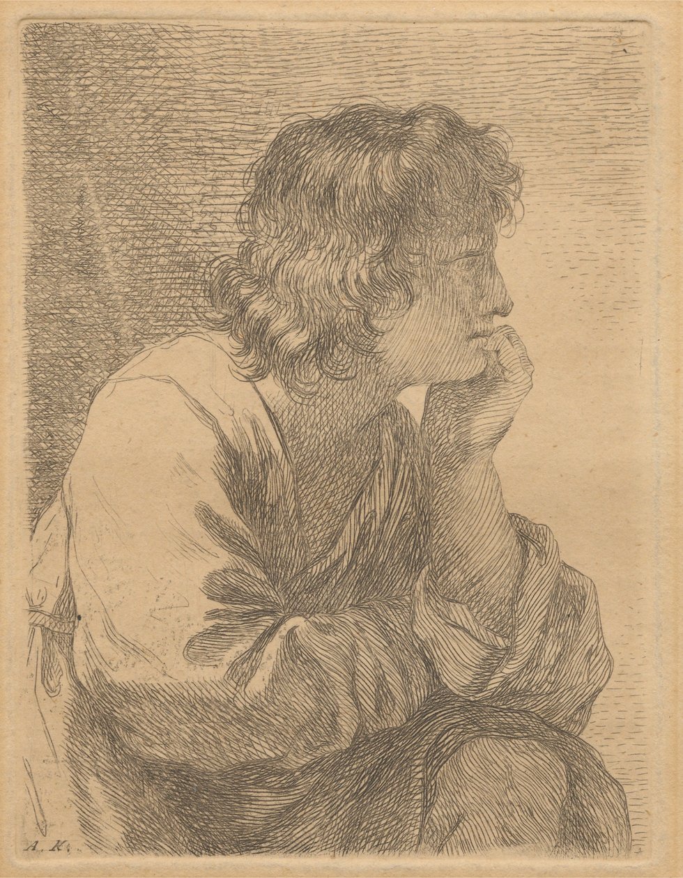 Profiel van een jonge man in meditatie door Angelica Kauffmann