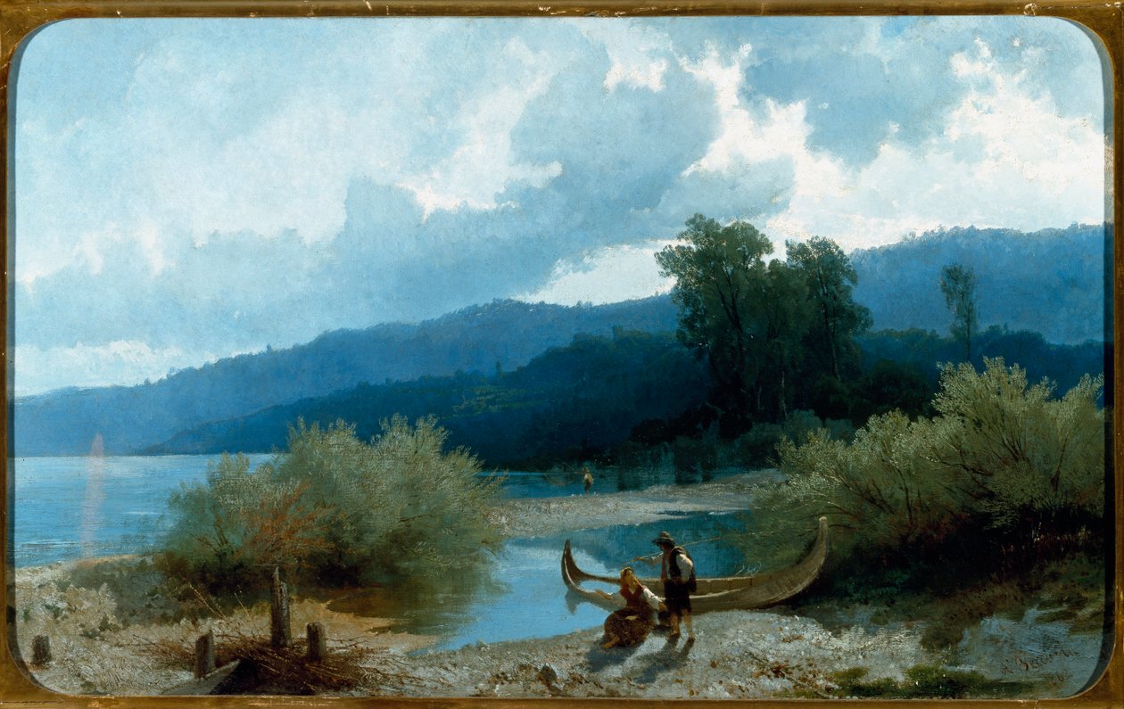 Landschap van het meer (1862) door Angelo Beccaria