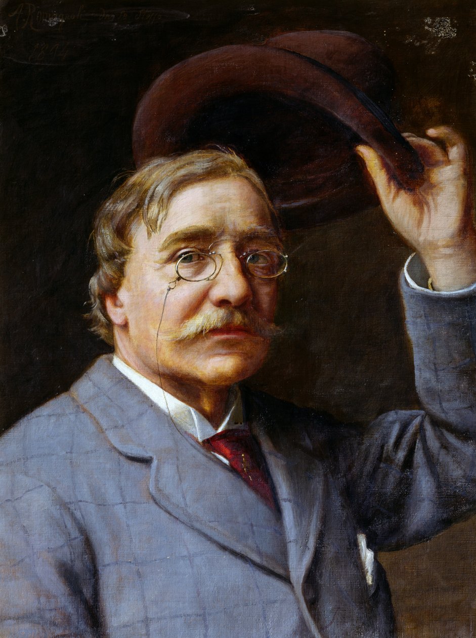 Zelfportret door Angelo Romagnoli (Florence 1840-na 1897) door Angelo Romagnoli