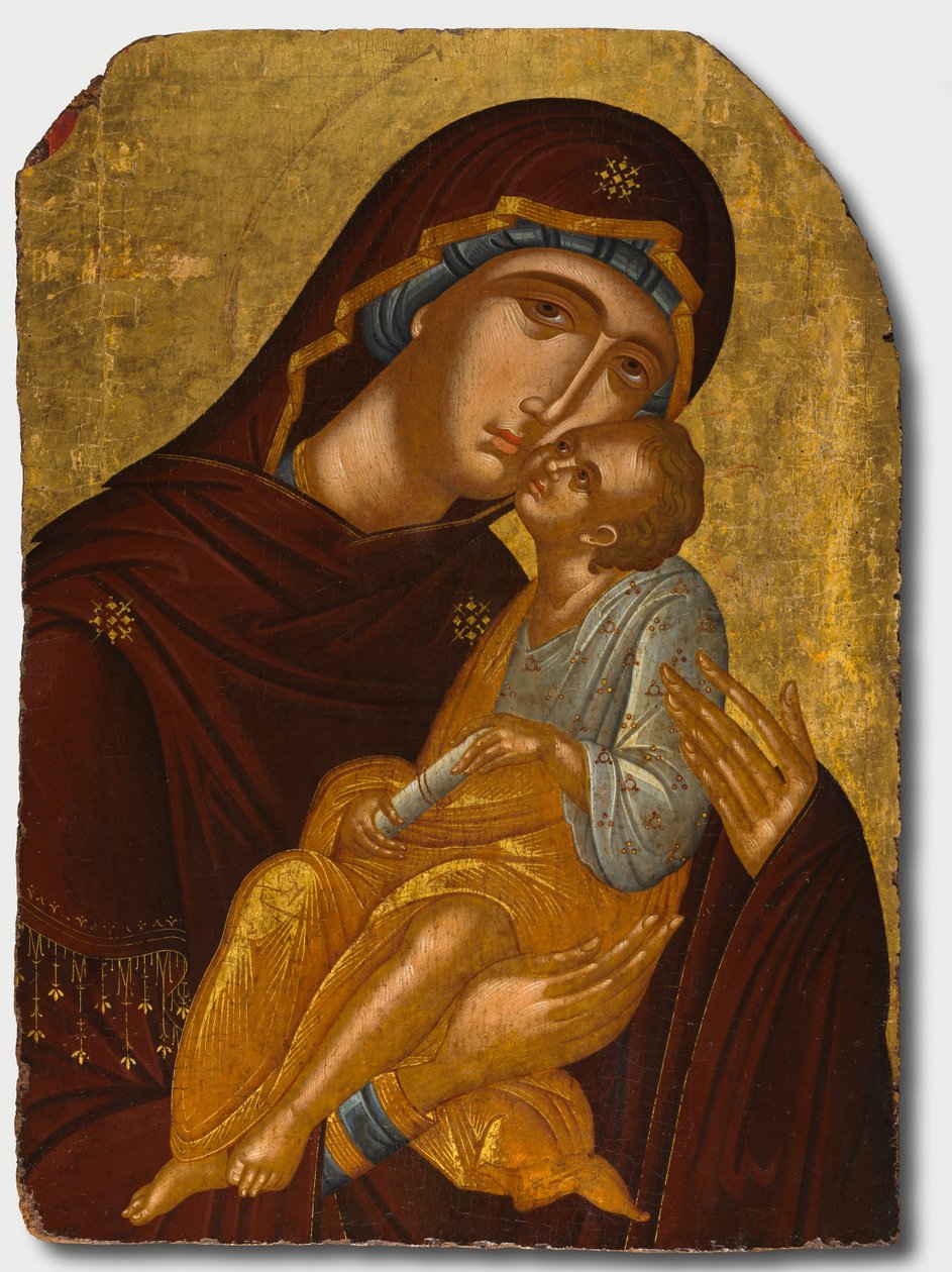 Icoon van de Moeder Gods en het Kind Christus Virgin Eleousa, ca. 1425-50 door Angelos Akotantos